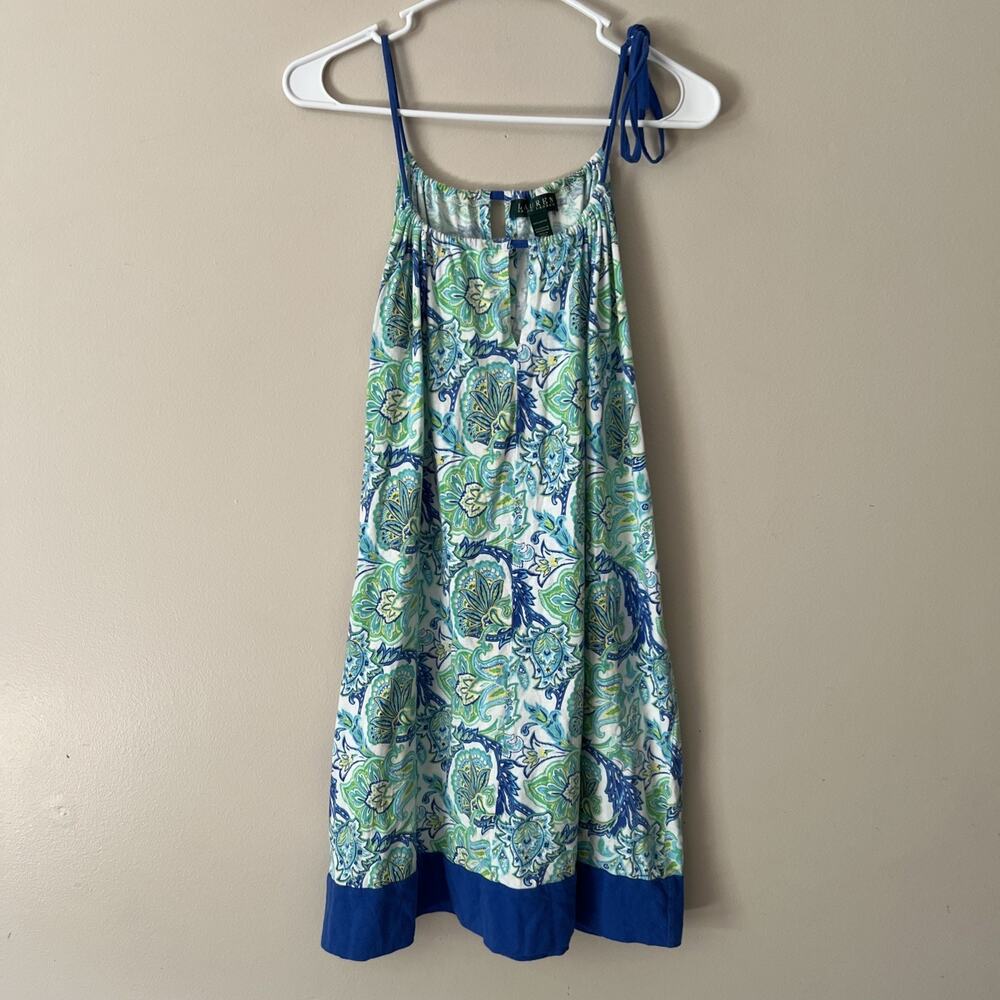 Lauren Ralph Lauren Paisley Blue Green Sleeveless Dress Sundress Women’s Large